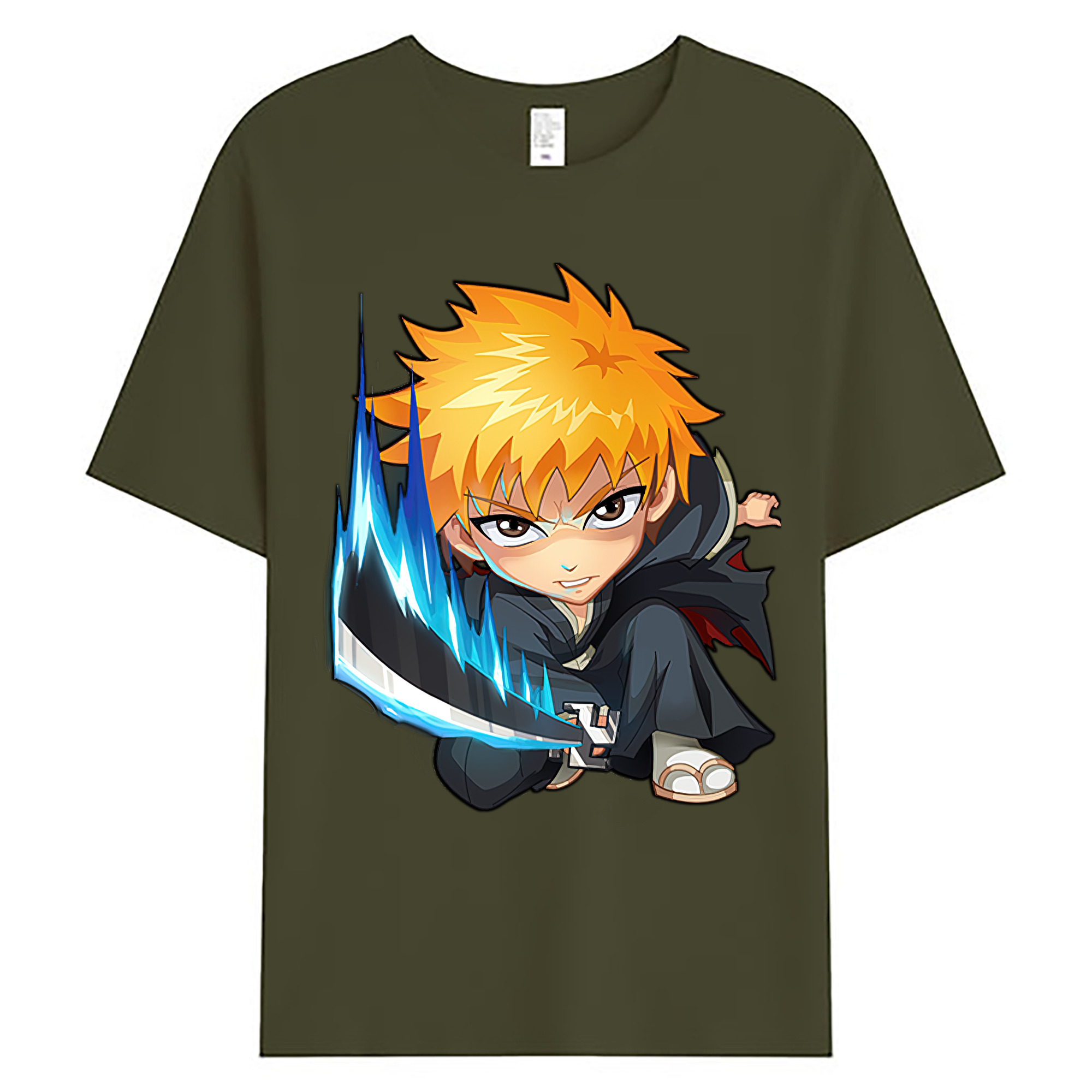 （画像用） ブリーチ 黒崎一護（くろさき いちご）BLEACH Kurosaki Ichigo 綿100％ メンズ半袖Tシャツ｜肌触りやわらか＆通気性